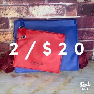 Vintage Red and Blue Calvin Klein Cosmetic Bag Set